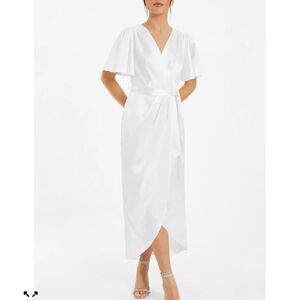 🔥 QUIZ Women’s Satin Wrap Midi Dress – Size 6 NWT
